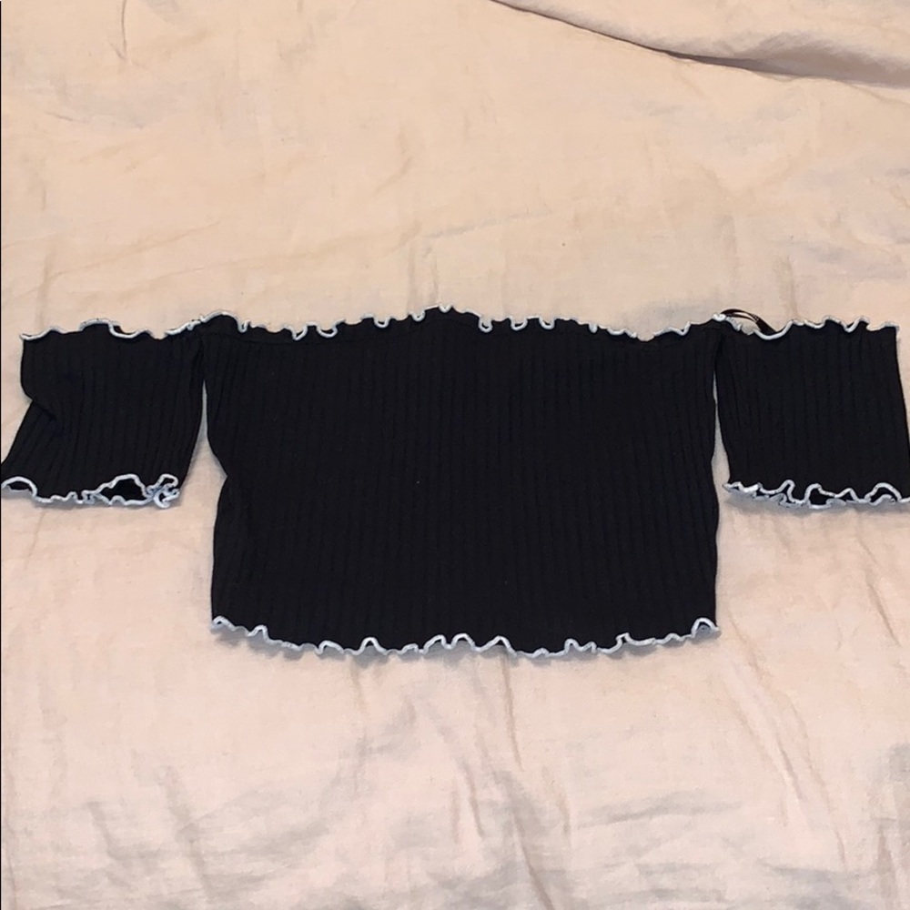 Black ruffle crop top